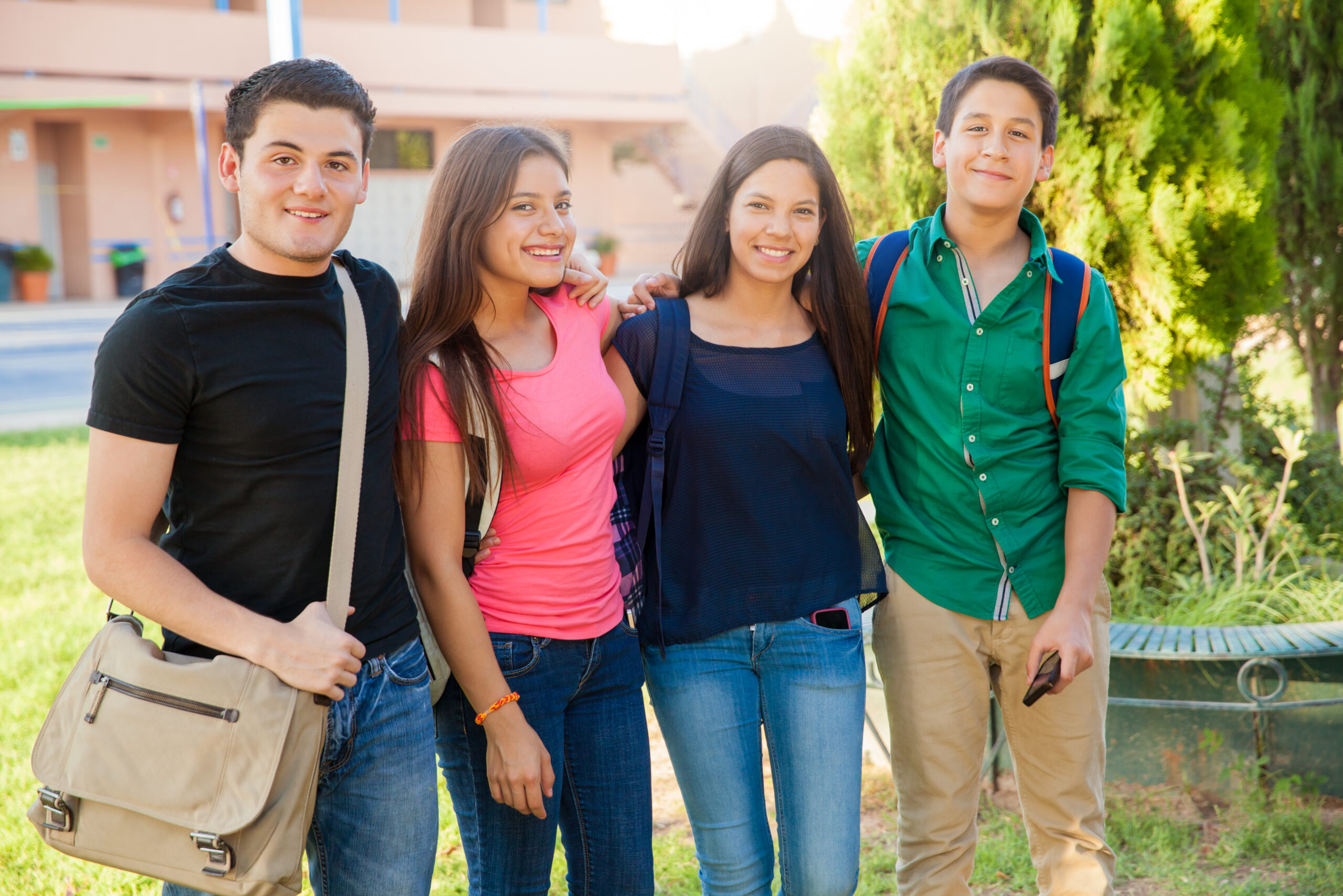 Happy teenagers at school Happy teenagers at school